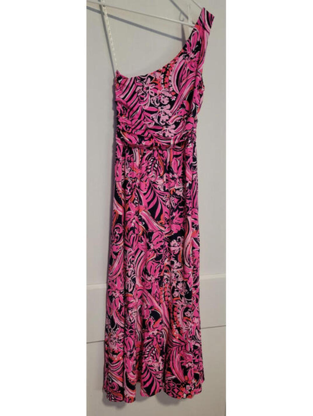 Lilly Pulitzer Monico Dress Flirty Fins Feathers Low Tide Navy NWT XS